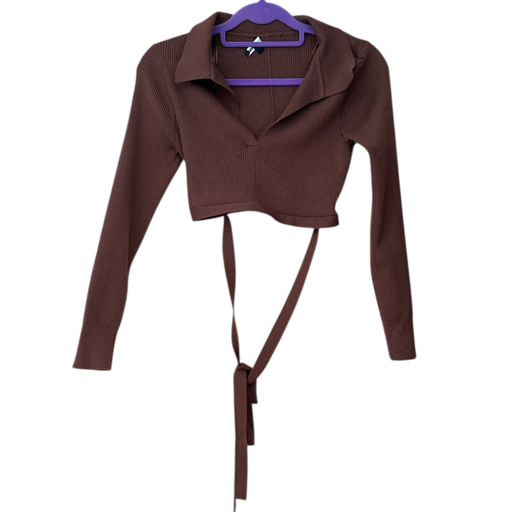 Fashion Nova Chocolate Long Sleeve Crop Top size L